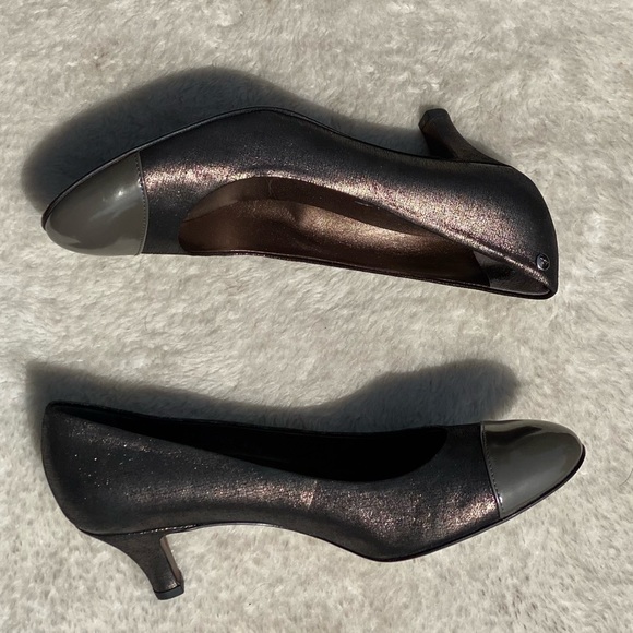 AGL Patent Cap Toe Pumps Francy Pebble Heels - Picture 4 of 7